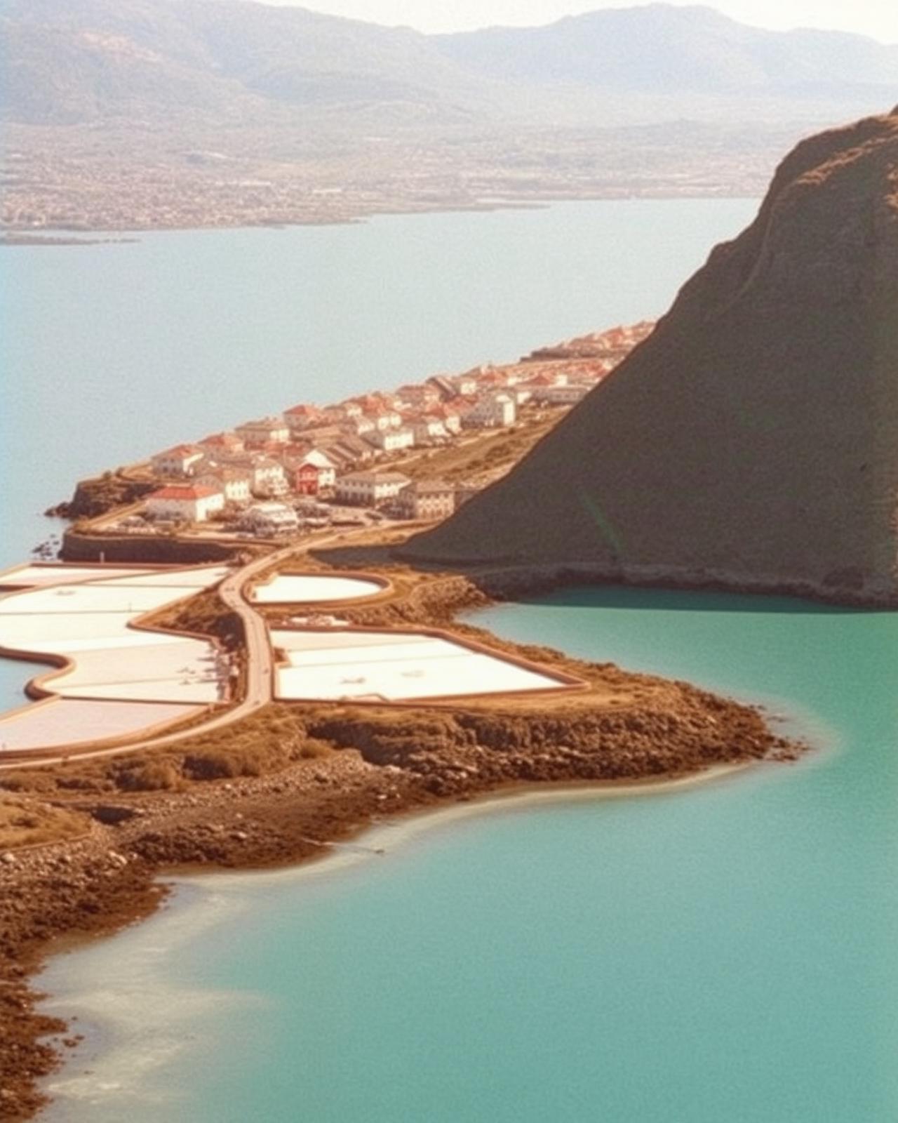 Salt pans and boats at Pomorie near Burgas